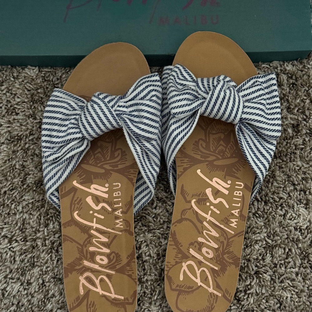 Blowfish Navy and White Striped Sandals